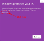 Windows protected your PC Step 1